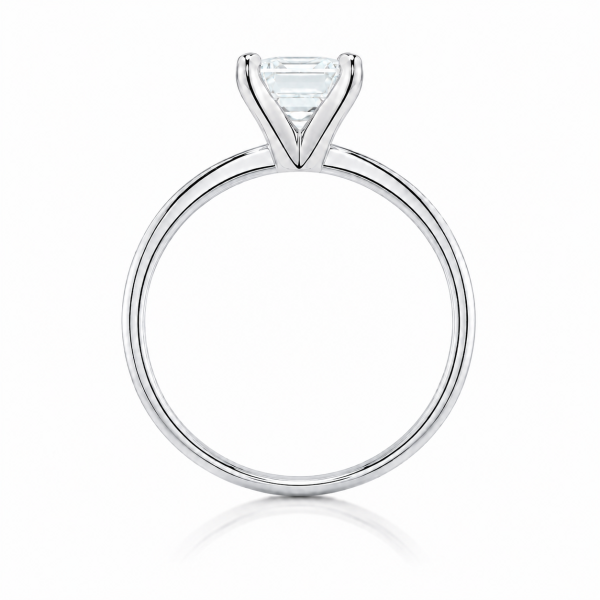 Sužadėtuvių žiedas iš balto aukso su stačiakampiu deimantu (Lab Grown, 2.00 ct)