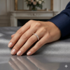 Žiedas-juostelė su laboratoriniais deimantais Channel (15 vnt - 0.75 ct) 2.70 mm baltas auksas ant rankos