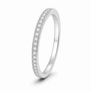 Žiedas su deimantais - deimantinė juostelė (17 vnt - 0.10 ct) 1.40 mm Balto aukso