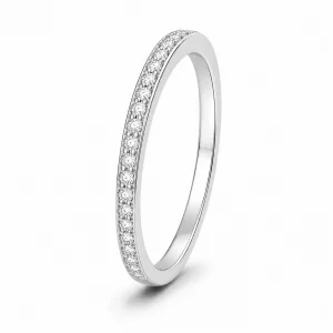 Žiedas su deimantais - deimantinė juostelė (17 vnt - 0.10 ct) 1.40 mm Balto aukso