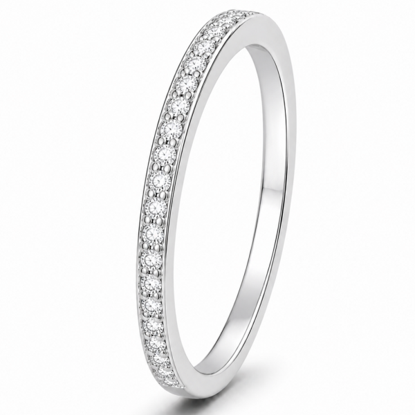Žiedas su deimantais - deimantinė juostelė (17 vnt - 0.10 ct) 1.40 mm Balto aukso