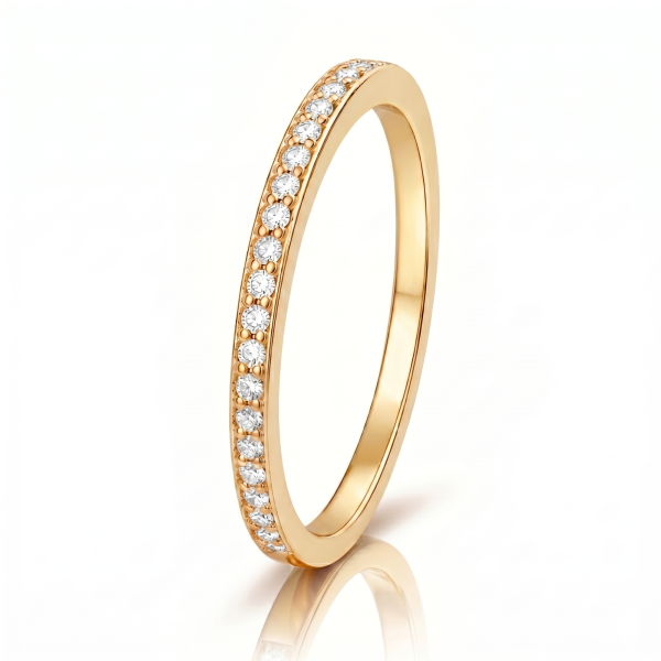 Žiedas su deimantais - deimantinė juostelė (17 vnt - 0.10 ct) 1.40 mm Geltonas auksas