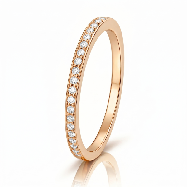 Žiedas su deimantais - deimantinė juostelė (17 vnt - 0.10 ct) 1.40 mm Raudonas auksas
