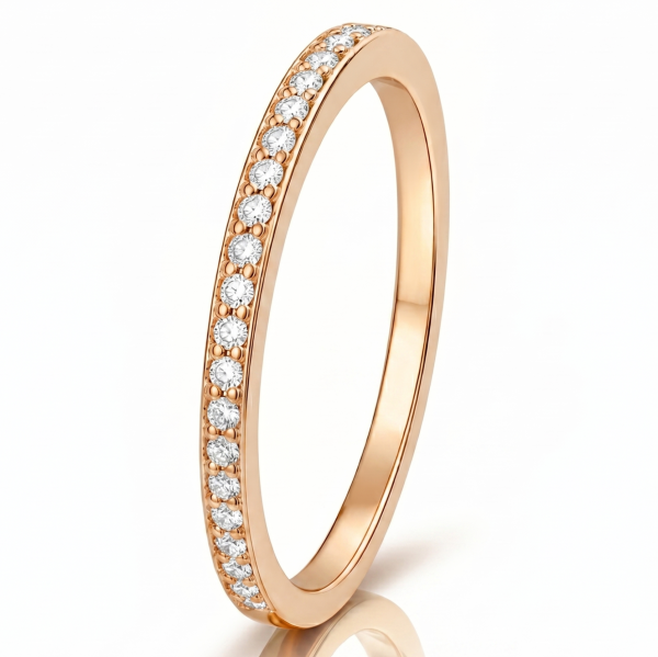 Žiedas su deimantais - deimantinė juostelė (17 vnt - 0.10 ct) 1.40 mm Raudonas auksas