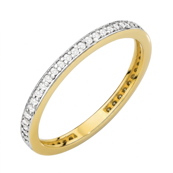 Žiedas su deimantais - geltono aukso deimantinė juostelė (0.25 ct) 1.40 mm