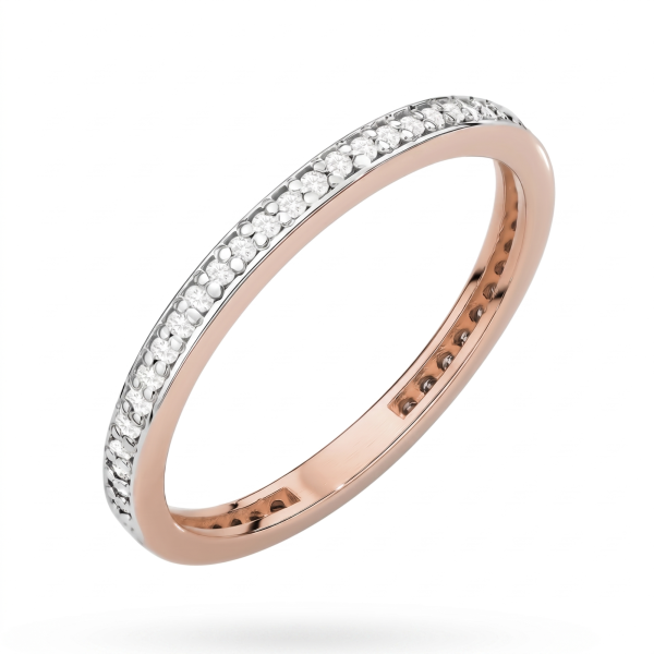 Žiedas su deimantais - raudono aukso deimantinė juostelė (0.25 ct) 1.40 mm