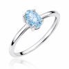 Žiedas su deimantu (Oval Blue Lab Grown 0.50 ct) balto aukso