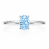 Žiedas su deimantu (Oval Blue Lab Grown 0.50 ct) balto aukso 2