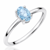Žiedas su deimantu (Oval Blue Lab Grown 0.50 ct) balto aukso