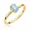 Žiedas su deimantu (Oval Blue Lab Grown 0.50 ct) geltono aukso