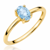 Žiedas su deimantu (Oval Blue Lab Grown 0.50 ct) geltono aukso