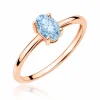 Žiedas su deimantu (Oval Blue Lab Grown 0.50 ct) raudono aukso