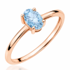 Žiedas su deimantu (Oval Blue Lab Grown 0.50 ct) raudono aukso