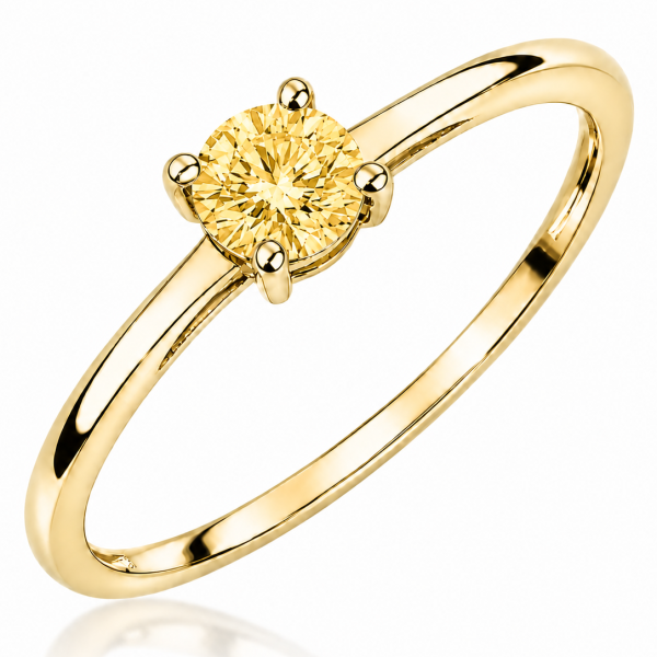 Žiedas su deimantu (Round Yellow Lab Grown 0.50 ct) geltono aukso
