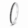 Žiedas su juodais deimantais - deimantinė juostelė balto aukso (17 vnt - 0.10 ct) 1.40 mm
