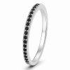 Žiedas su juodais deimantais - deimantinė juostelė balto aukso (17 vnt - 0.10 ct) 1.40 mm