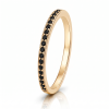 Žiedas su juodais deimantais - deimantinė juostelė geltono aukso (17 vnt - 0.10 ct) 1.40 mm