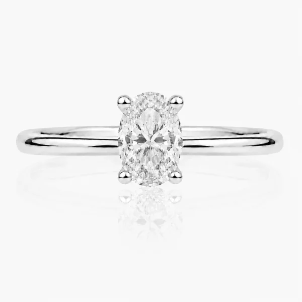 Balto aukso žiedas su deimantu (Oval Lab Grown 0.50 ct)