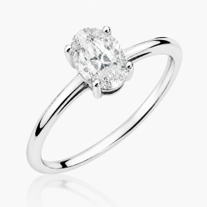 Žiedas su deimantu (Oval Lab Grown 0.50 ct) balto aukso