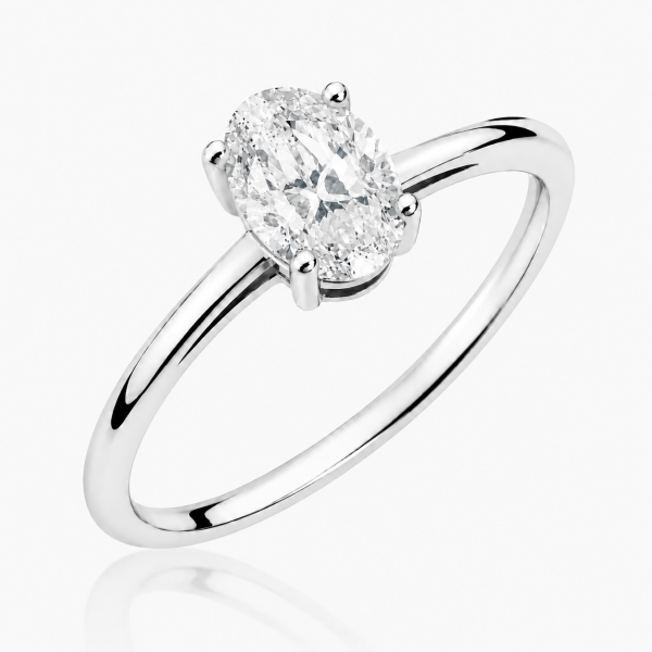 Žiedas su deimantu (Oval Lab Grown 0.50 ct) balto aukso