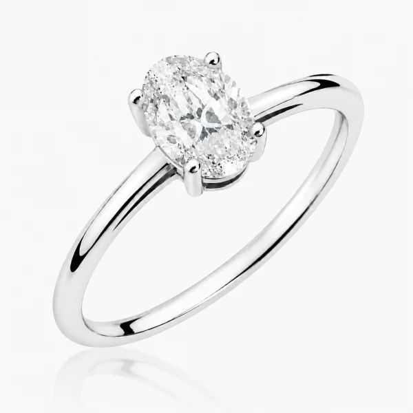 Žiedas su deimantu (Oval Lab Grown 0.50 ct) balto aukso