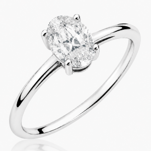 Žiedas su deimantu (Oval Lab Grown 0.50 ct) balto aukso