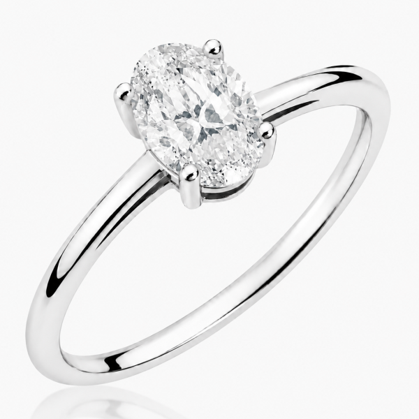 Žiedas su deimantu (Oval Lab Grown 0.50 ct) balto aukso