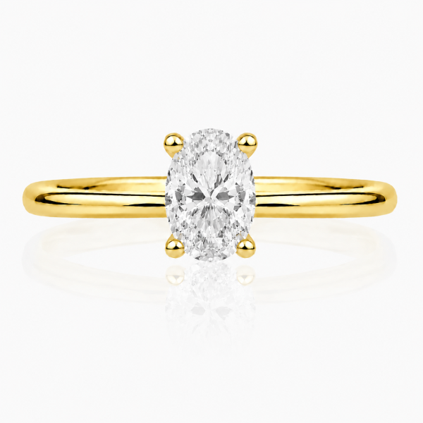 Geltono aukso žiedas su deimantu (Oval Lab Grown 0.50 ct)