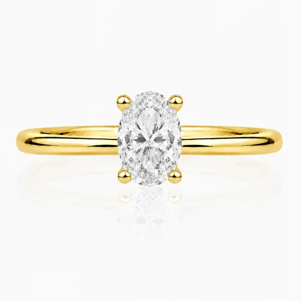 Geltono aukso žiedas su deimantu (Oval Lab Grown 0.50 ct)