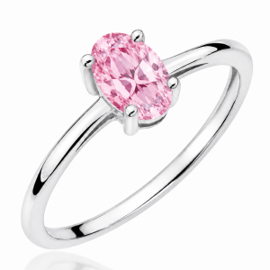 Žiedas su deimantu (Oval Pink Lab Grown 0.50 ct) balto aukso