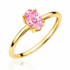 Žiedas su deimantu (Oval Pink Lab Grown 0.50 ct) geltono aukso