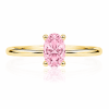 Geltono aukso žiedas su deimantu (Oval Pink Lab Grown 0.50 ct)