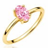 Žiedas su deimantu (Oval Pink Lab Grown 0.50 ct) geltono aukso