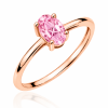 Žiedas su deimantu (Oval Pink Lab Grown 0.50 ct) raudono aukso