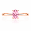 Raudono aukso žiedas su deimantu (Oval Pink Lab Grown 0.50 ct)