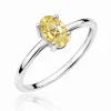 Žiedas su deimantu (Oval Yellow Lab Grown 0.50 ct) balto aukso