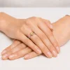 Žiedas su deimantu (Oval Yellow Lab Grown 0.50 ct) balto aukso ant rankos