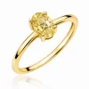 Žiedas su deimantu (Oval Yellow Lab Grown 0.50 ct) geltono aukso