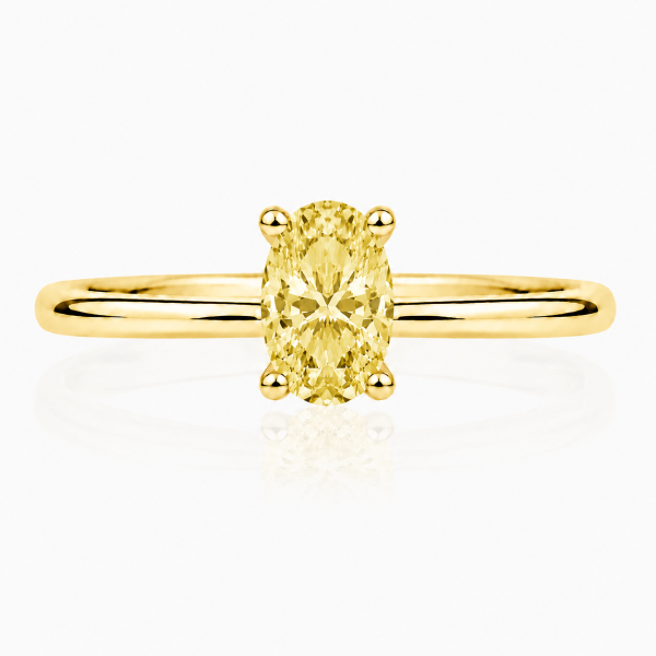 Geltono aukso žiedas su deimantu (Oval Yellow Lab Grown 0.50 ct)