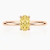 Raudono aukso žiedas su deimantu (Oval Yellow Lab Grown 0.50 ct)
