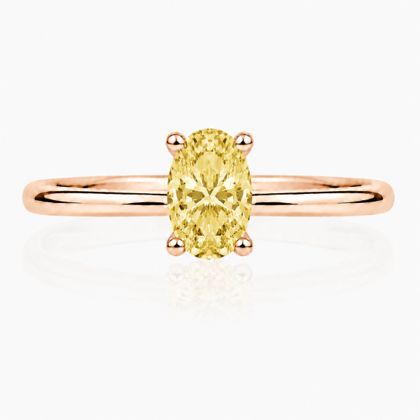 Raudono aukso žiedas su deimantu (Oval Yellow Lab Grown 0.50 ct)