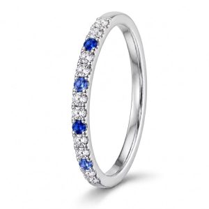 Moderni balto aukso deimantinė juostelė su safyrais (0,54 ct) AB367660